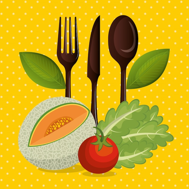 Vector gratuito frutas y verduras comida sana