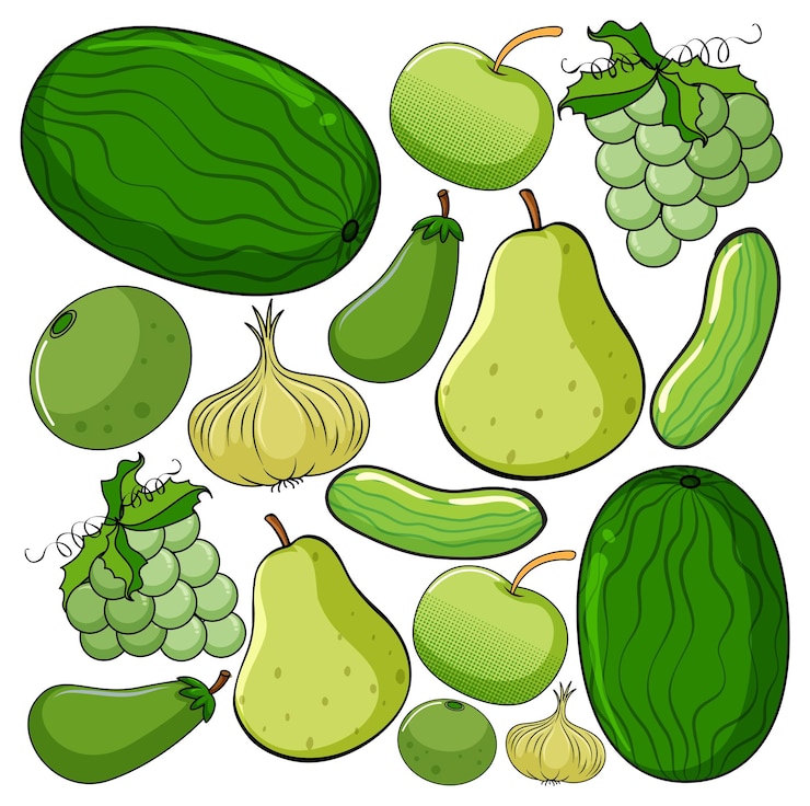 Vector gratuito frutas y verduras verdes