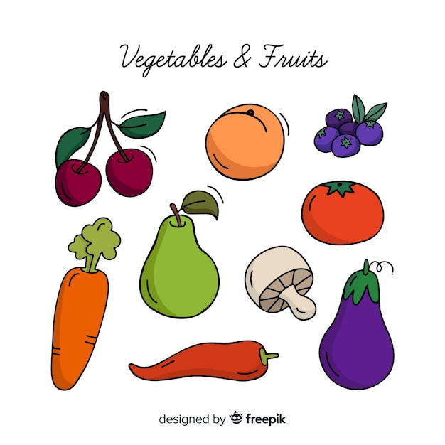 Vector gratuito frutas y verduras