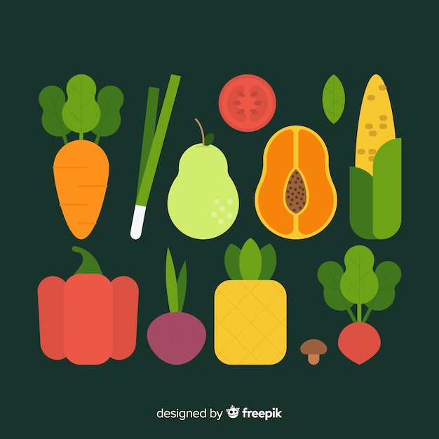 Vector gratuito frutas y verduras