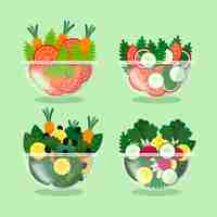 Vector gratuito fruteros y ensaladeras