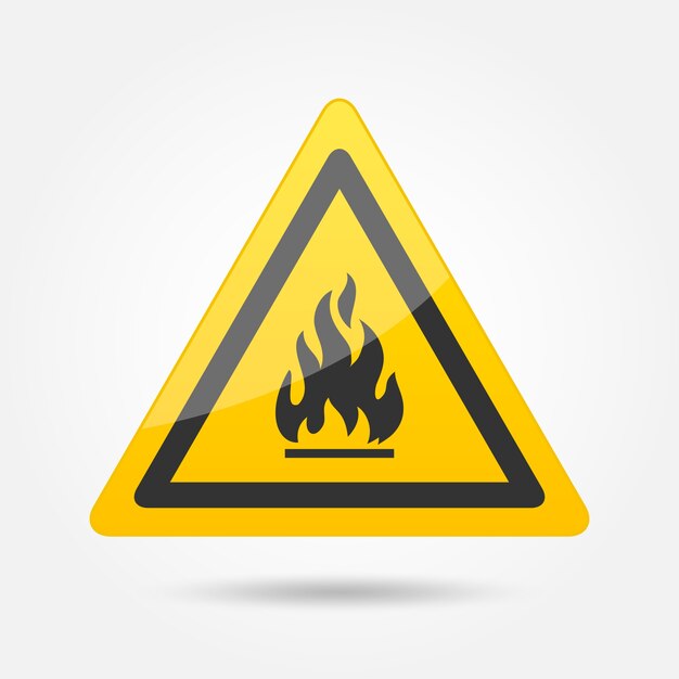 Fuego atención peligro icono símbolo emblema aislado sobre fondo blanco ilustración vectorial