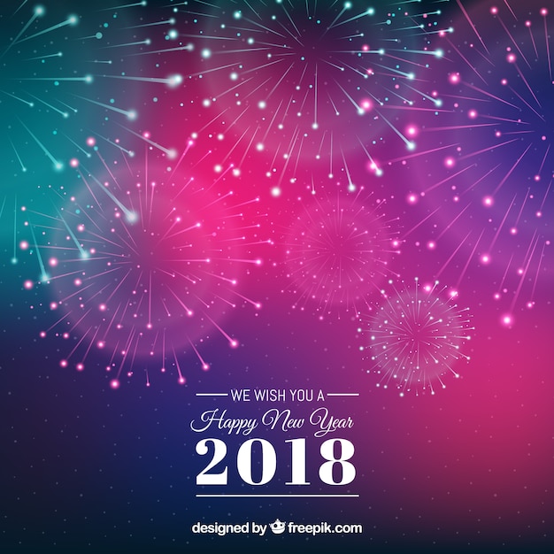 Fuegos artificiales para un feliz año nuevo 2018