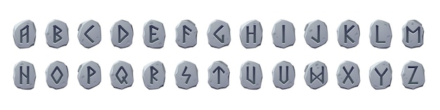 Fuente celta del alfabeto de runas vikingas con signos rúnicos
