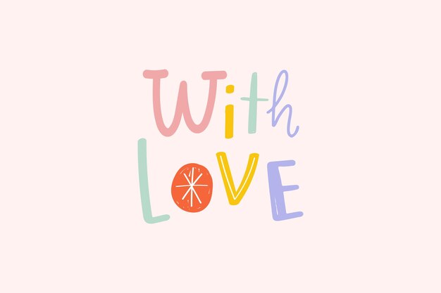 Con fuente de doodle de vector de mensaje de amor
