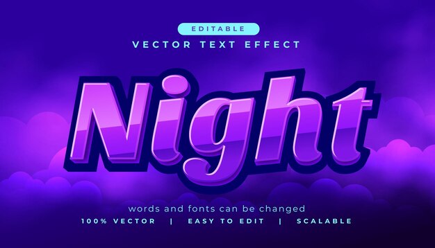 fuente de efecto de texto editable de noche en color púrpura