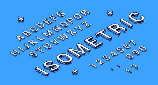Fuente isométrica, tipo geométrico 3d.
