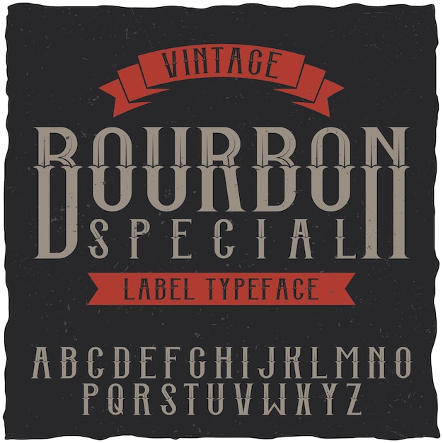 Vector gratuito fuente y muestra de la etiqueta bourbon