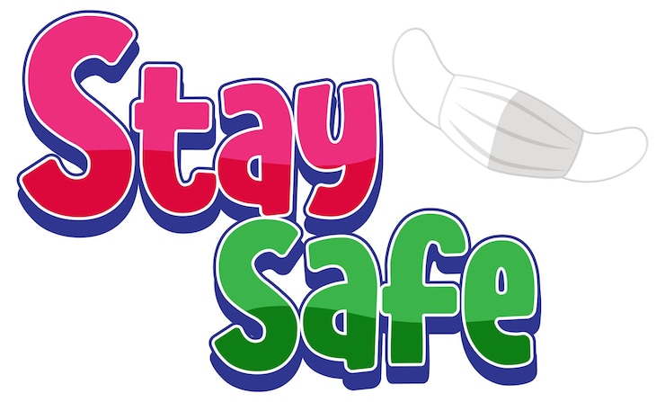 Vector gratuito fuente stay safe con una máscara aislada