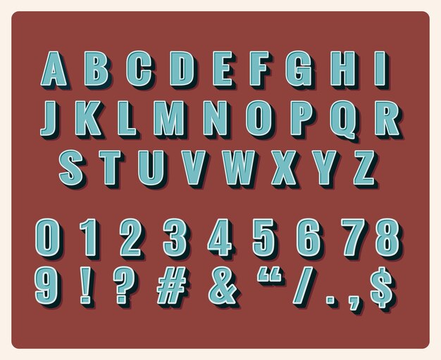 Fuente de tipo retro. Símbolo vintage, tipografía, números y letras.