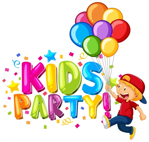 Fuente para word kids party con niños felices