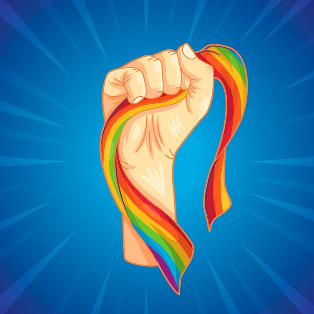 Fuerte puño y bandera del arcoiris