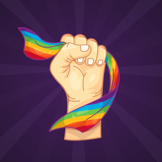 Fuerte puño y bandera lgbt