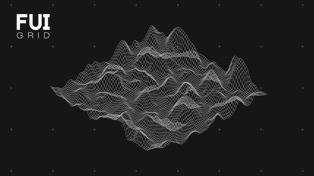 FUI GUI 3D Vector Landscape Scan Grid Resumen fondo futurista SciFi HiTech design