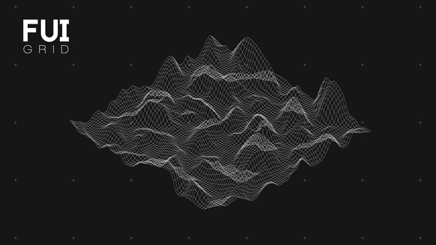 FUI GUI 3D Vector Landscape Scan Grid Resumen fondo futurista SciFi HiTech design