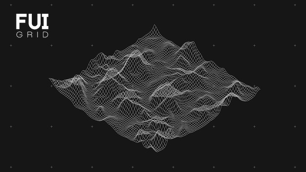 Vector gratuito fui gui 3d vector landscape scan grid resumen fondo futurista scifi hitech design