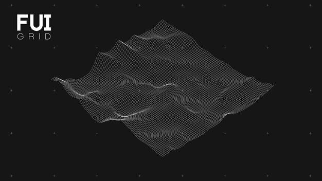 FUI GUI 3D Vector Landscape Scan Grid Resumen fondo futurista SciFi HiTech design