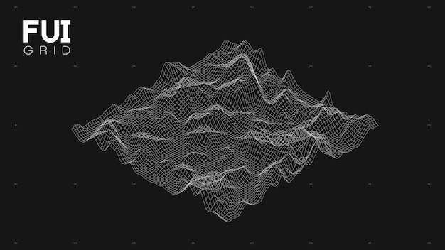 FUI GUI 3D Vector Landscape Scan Grid Resumen fondo futurista SciFi HiTech design