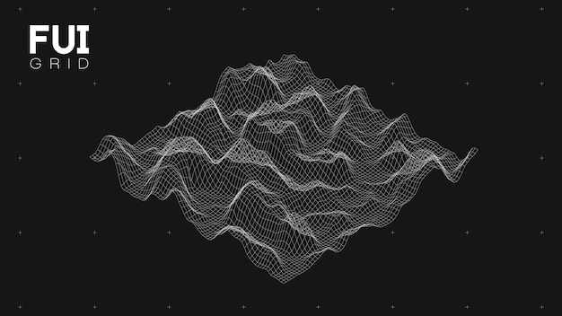 Fui gui 3d vector landscape scan grid resumen fondo futurista scifi hitech design