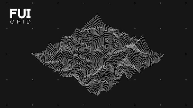 Vector gratuito fui gui 3d vector landscape scan grid resumen fondo futurista scifi hitech design