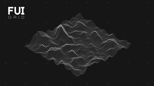FUI GUI 3D Vector Landscape Scan Grid Resumen fondo futurista SciFi HiTech design