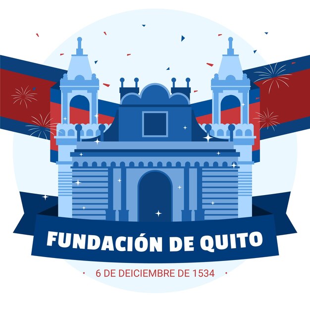 Fundacion de quito bandera y fuegos artificiales