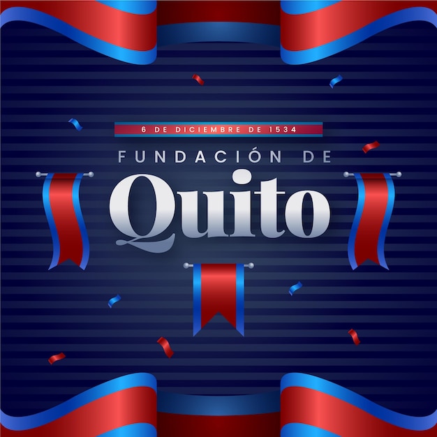 Vector gratuito fundación de quito con ilustración de bandera roja y azul