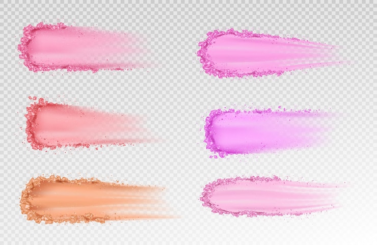 Vector gratuito el fundamento de la piel en polvo seco se mancha las sombras de ojos las pinceladas