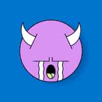 Vector gratuito funky diablo púrpura monstruo emoji vector