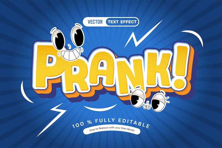Vector gratuito funny prank text effect