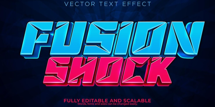 Vector gratuito fusion shock efecto de texto futuro editable y estilo de texto cibernético
