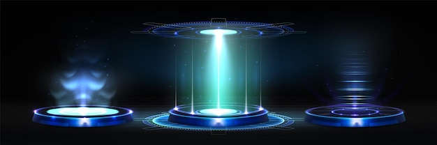 Futurístico portal de alta tecnología para el juego ui