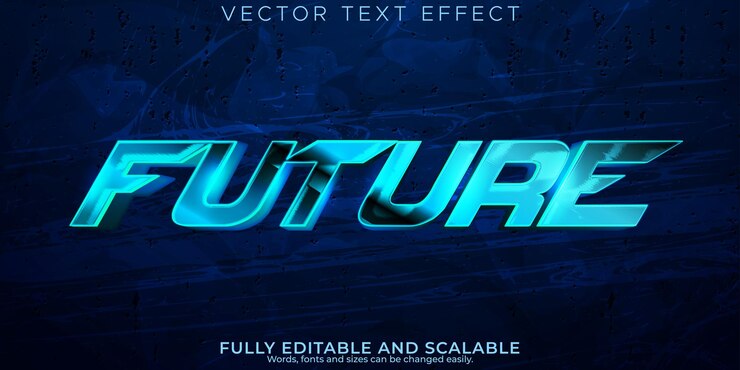 Vector gratuito futuro efecto de texto robot editable y estilo de texto de máquina