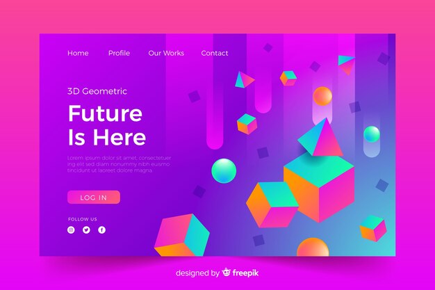 El futuro está aquí página de aterrizaje 3d