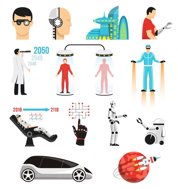 Futurología Conjunto de personajes y elementos.