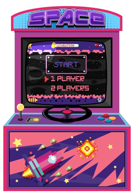 Gabinete arcade retro aislado sobre fondo blanco.