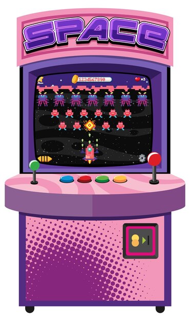 Gabinete arcade retro aislado sobre fondo blanco.