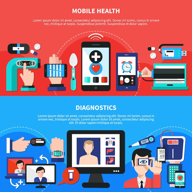 Vector gratuito gadgets digitales de salud banners planos