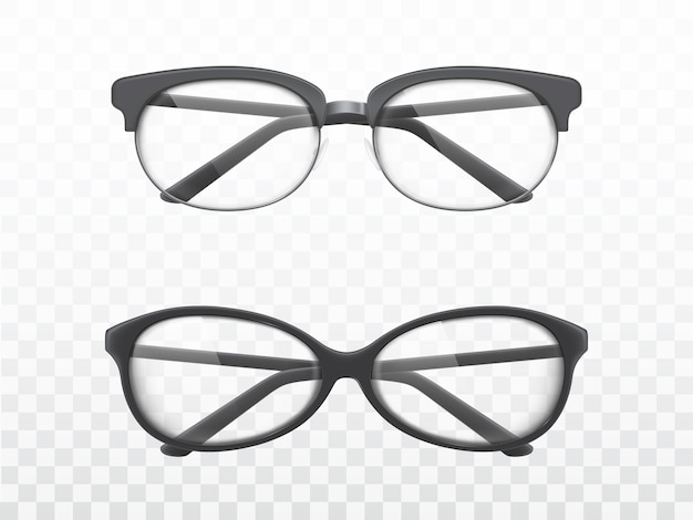 Gafas con marcos negros vectores realistas