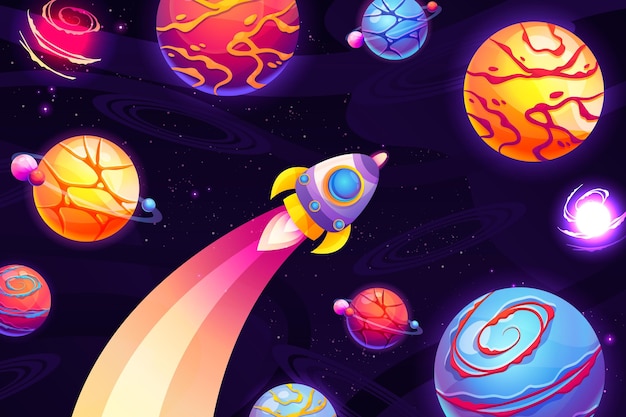 Galaxia de dibujos animados con fondo de estrellas