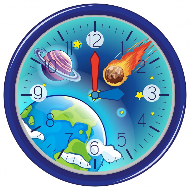Vector gratuito galaxy reloj blanco de fondo