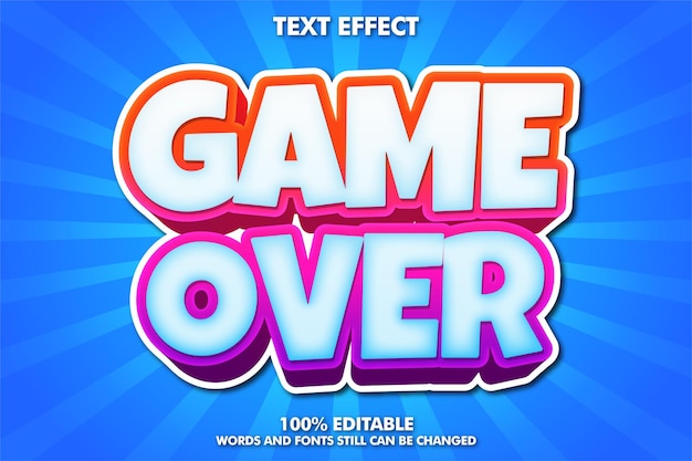 Game over banner, fuente editable de dibujos animados