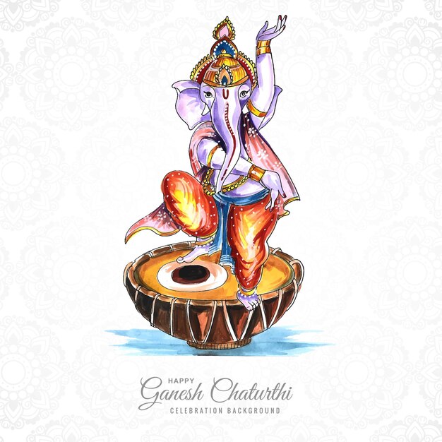 Ganesh chaturthi desea tarjeta de felicitación en diseño de acuarela