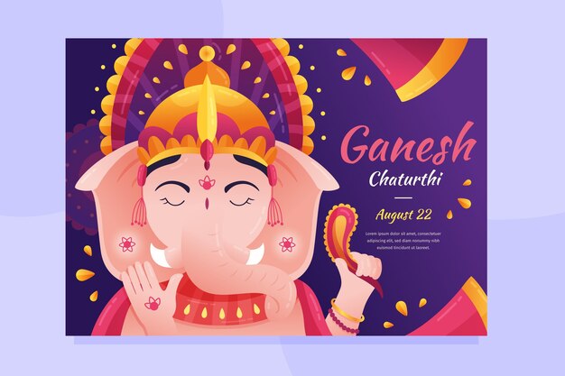 Vector gratuito ganesh chaturthi póster dibujo