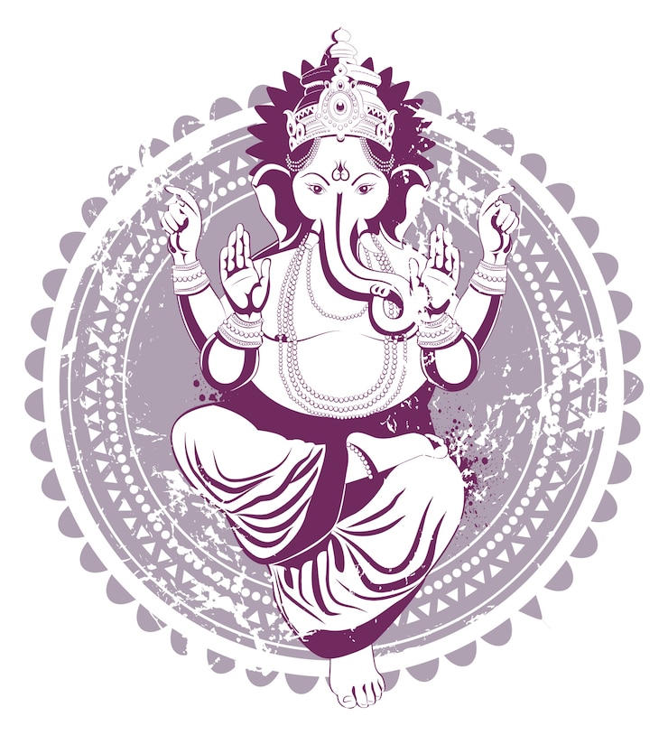Vector gratuito ganesh dibujado a mano en estilo vintage