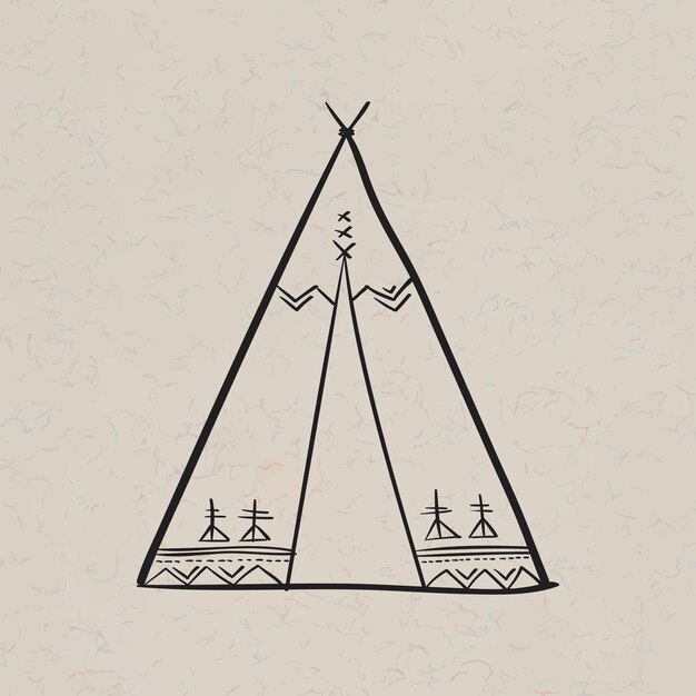 garabato, bohemio, tipi, símbolo, vector, ilustración