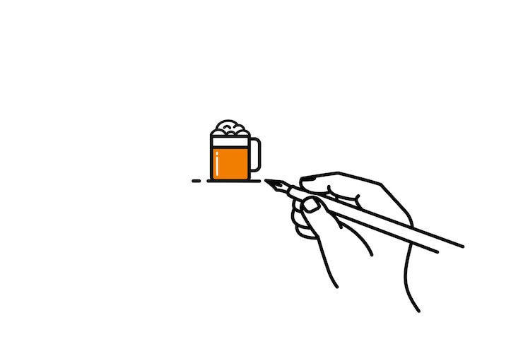 Vector gratuito garabato, de, cerveza, vidrio, mano, dibujado, línea, arte, vector, ilustración