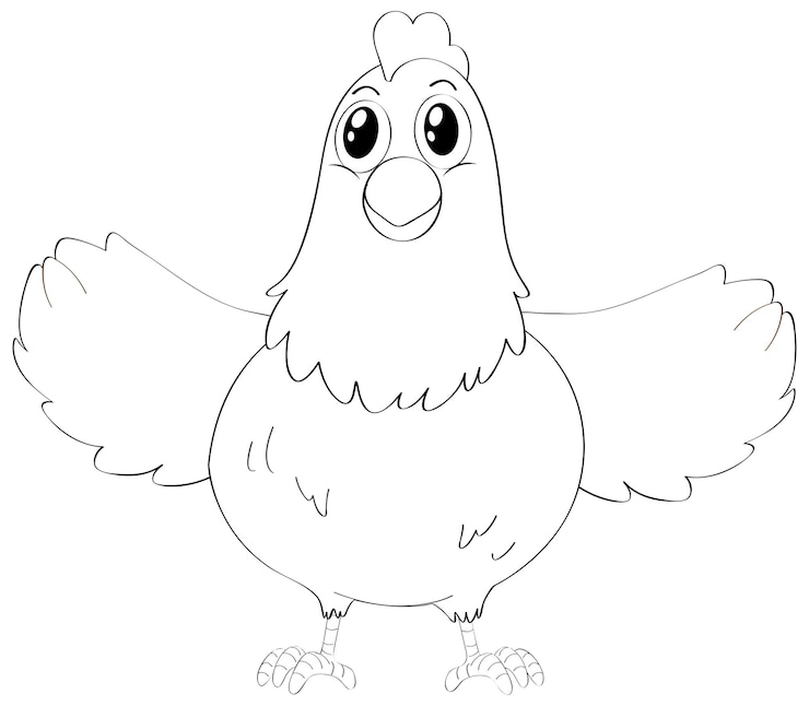 Vector gratuito garabatos de dibujo de animales para gallina linda.