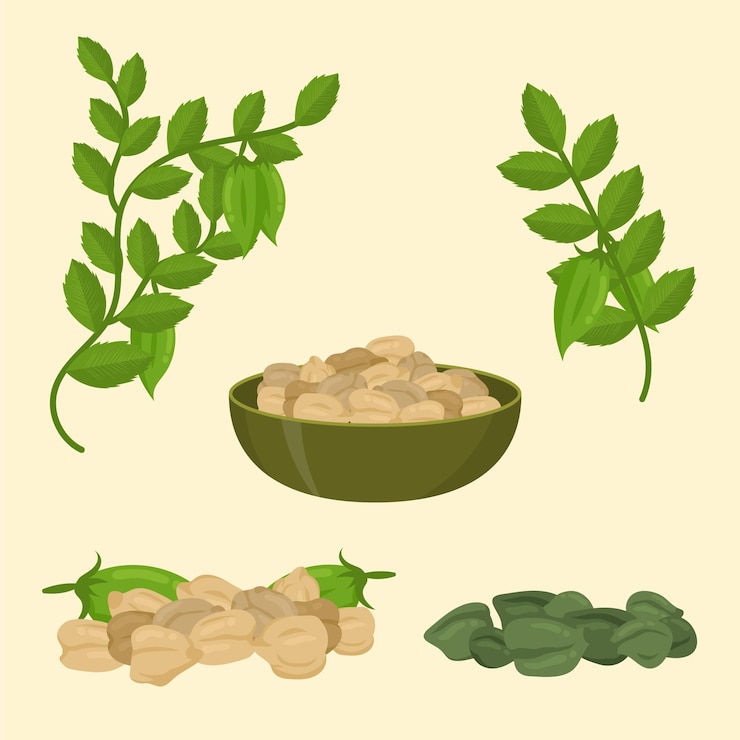 Vector gratuito garbanzos y plantas dibujadas.