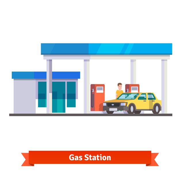 Gasolinera, hombre, abastecer, coche